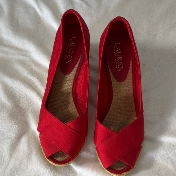 Lauren Ralph Lauren Shoes - Lauren Ralph Lauren Red Espadrille Wedges